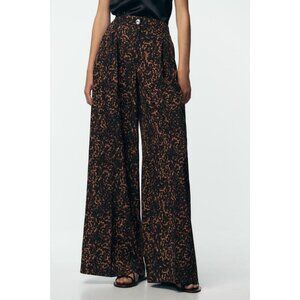 ZARA ANIMAL PRINT PALAZZO TROUSERS